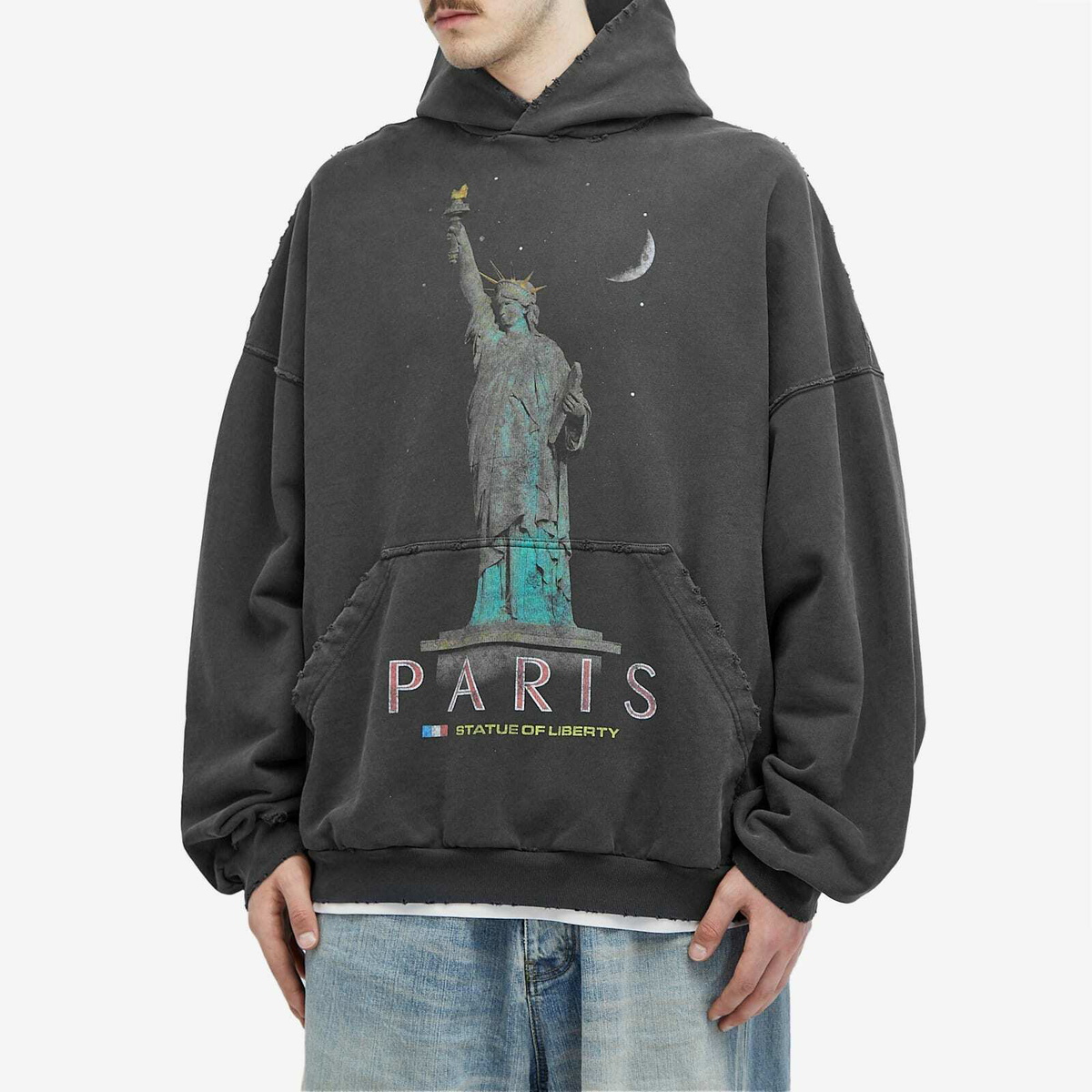 Balenciaga Men's Paris Hoody in Faded Black Balenciaga