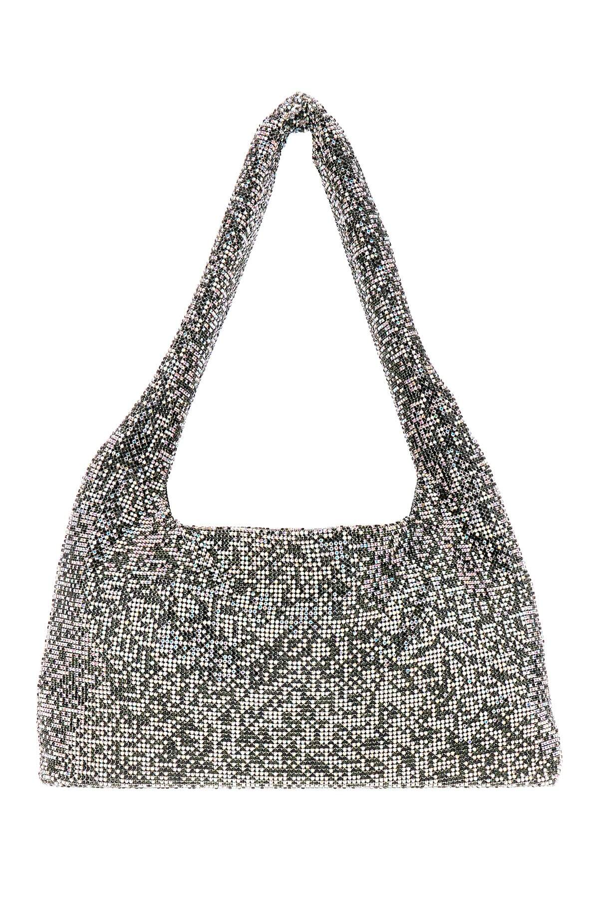 Kara Embellished Fabric Crystal Mesh Shoulder Bag