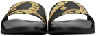 Versace Black La Greca Chain Slides