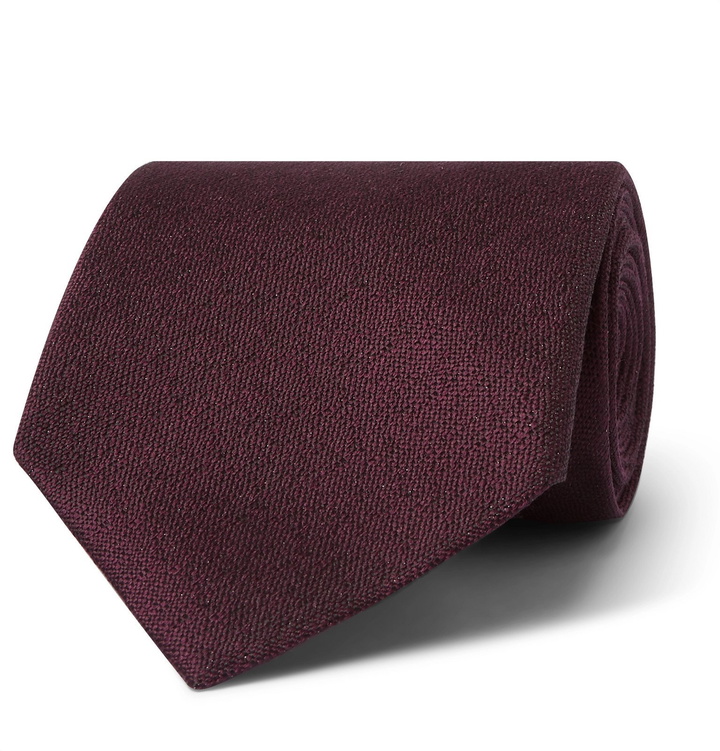 Photo: Ermenegildo Zegna - 8cm Woven Silk Tie - Burgundy