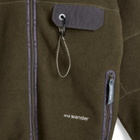 and wander Wool Fleece Cardigan in Khaki