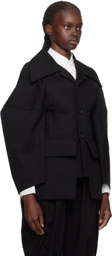 Yohji Yamamoto Black Voluminous Sleeves Denim Blazer