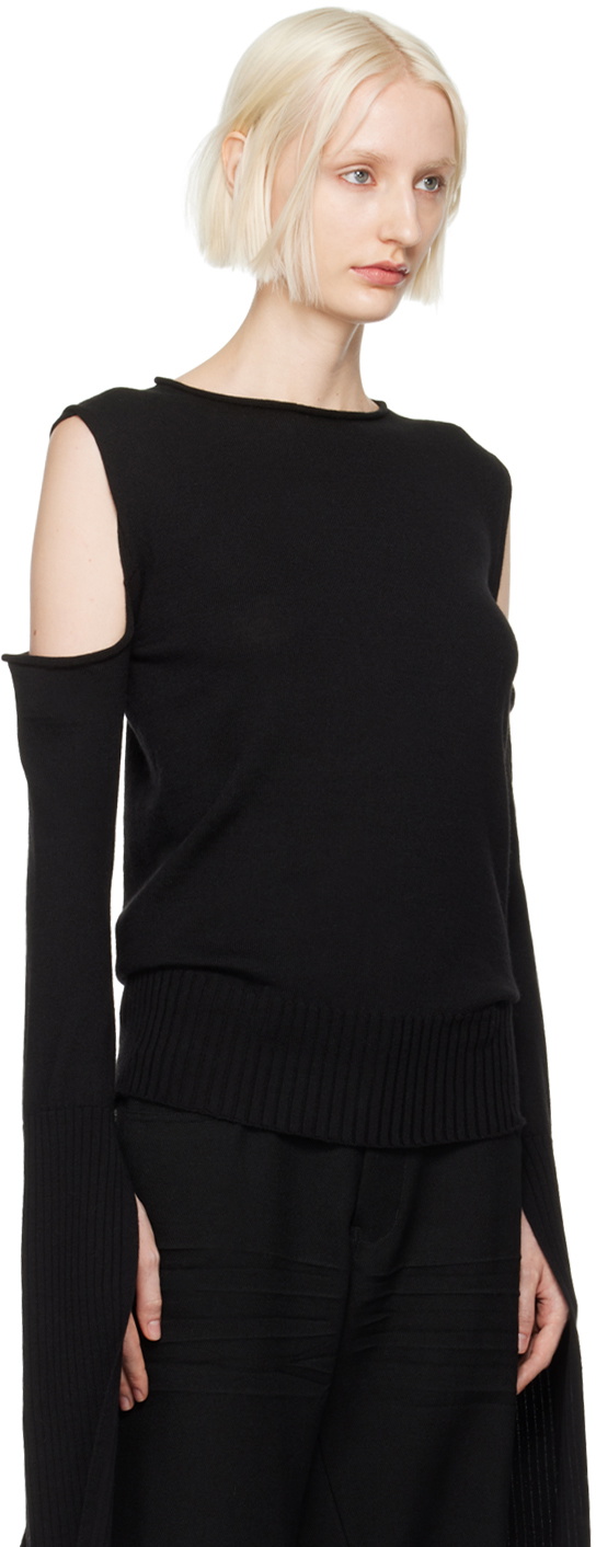 Rick Owens Black Porterville Cape Sleeve Sweater Rick Owens