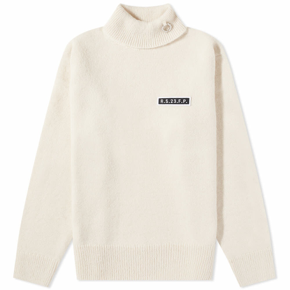 Fred Perry x Raf Simons Turtleneck Jumper in Ecru Fred Perry