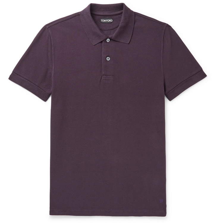 Photo: TOM FORD - Slim-Fit Cotton-Piqué Polo Shirt - Purple