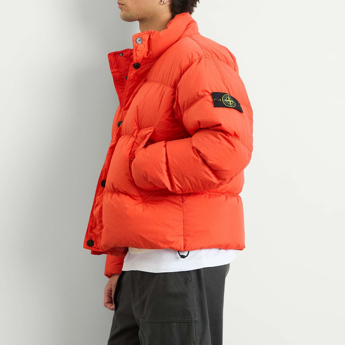 Stone Island Men's Crinkle Reps Nylon Down Jacket in Scarlet Stone