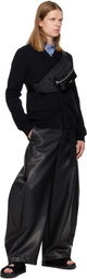 sacai Black Cotton Cashmere Knit Cardigan