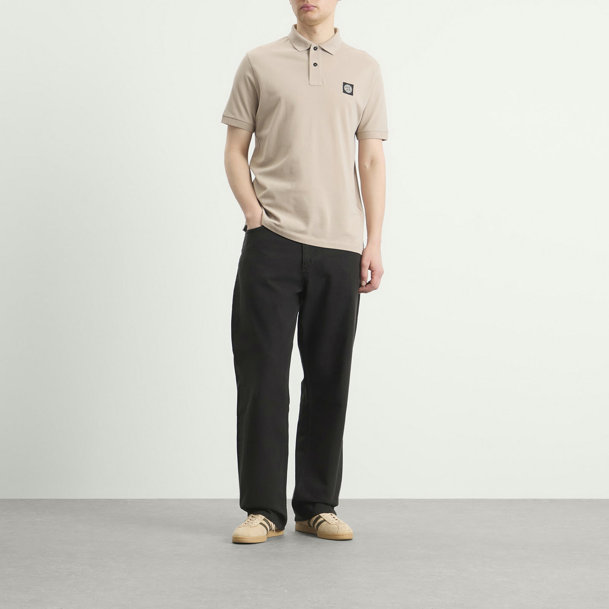 Stone Island Men's Patch Logo Polo in Desert