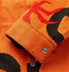 COME TEES - Printed Denim Jacket - Orange