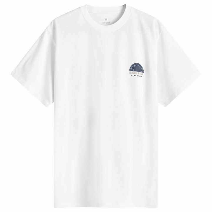 Photo: Snow Peak Men's Alpha Breeze Typography T-Shirt in White