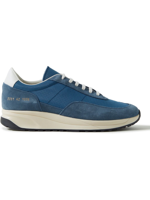 Photo: Common Projects - Track 80 Leather-Trimmed Suede and Ripstop Sneakers - Blue