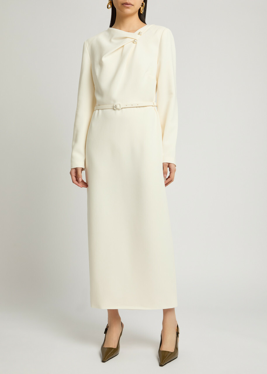 Roland Mouret Embellished Crepe Midi Dress Cream