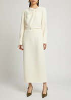 Roland Mouret Embellished Crepe Midi Dress Cream