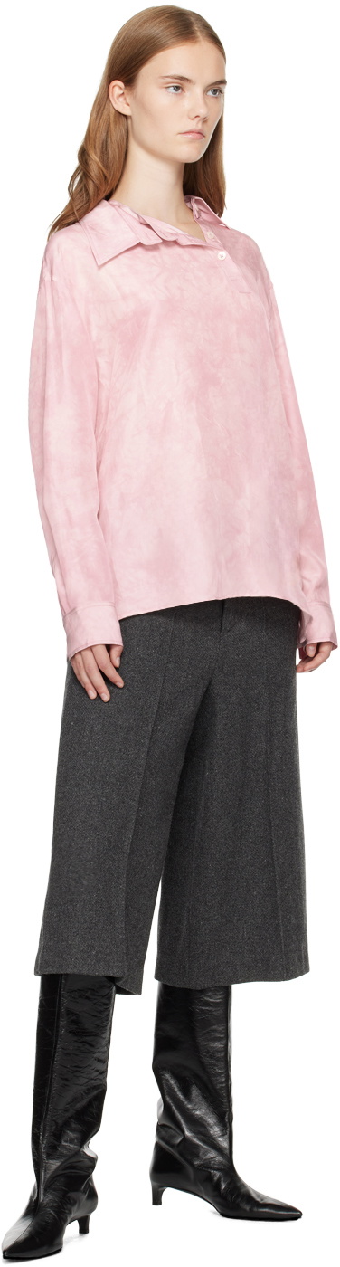 UMBER POSTPAST Pink Natural Coccus Dyed Silk Detachable Collar Shirt