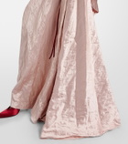 Erdem Floral-appliqué draped satin gown