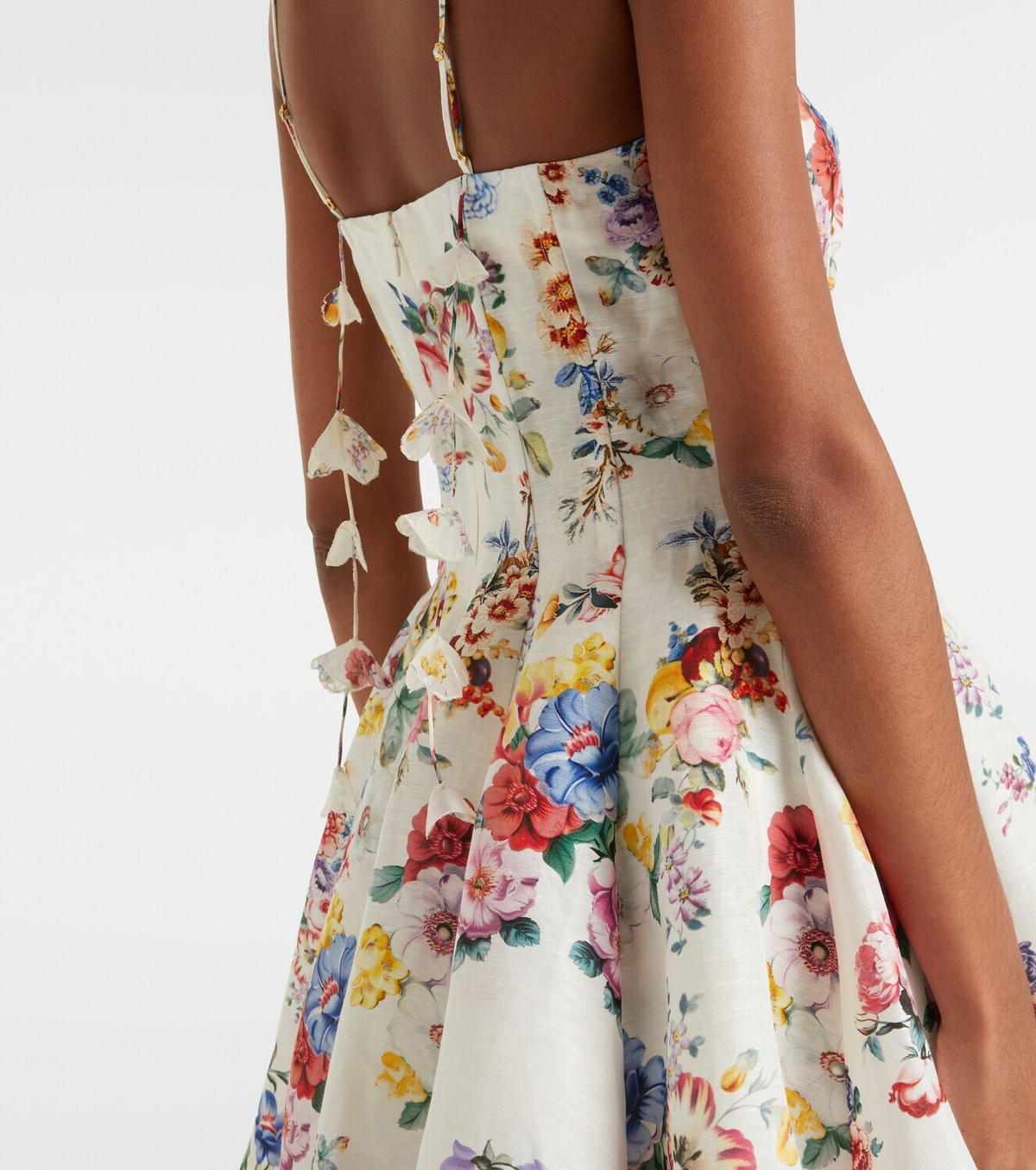 Camilla Embellished floral linen and silk minidress