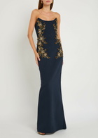 Rebecca Vallance Orla Embellished Crepe Gown Navy