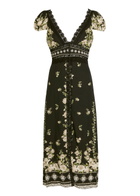 Alice + Olivia Rose Floral-print Crepe Midi Dress Black