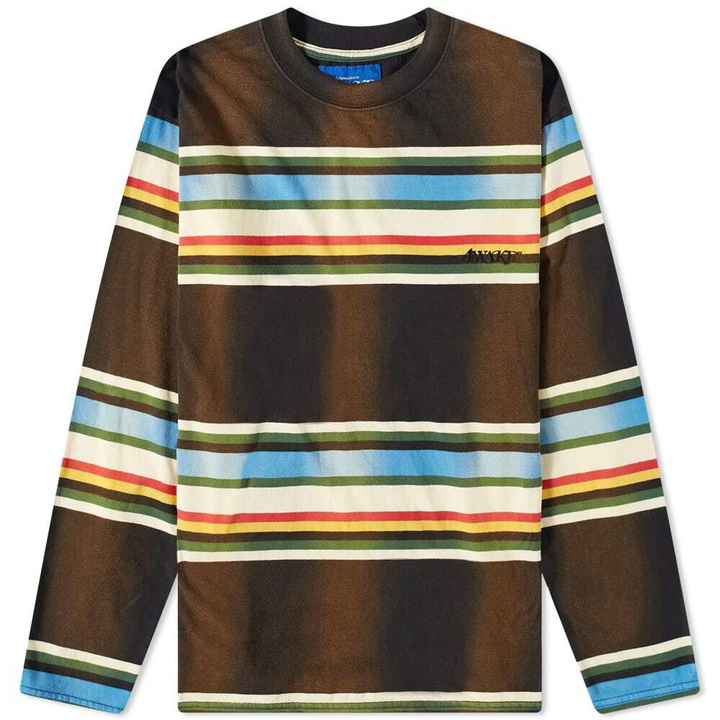 Photo: Awake NY Men's Long Sleeve Stripe T-Shirt in Brown Multi