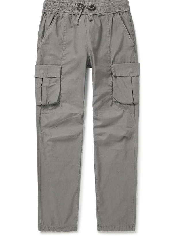 Photo: John Elliott - Garment-Dyed Cotton-Sateen Drawstring Cargo Trousers - Gray