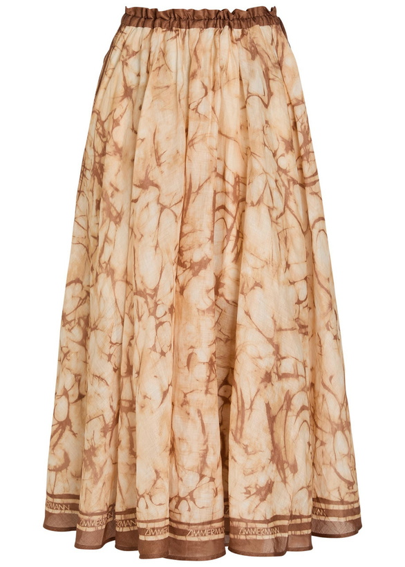 Photo: Zimmermann Indra Printed Rami Midi Skirt Brown