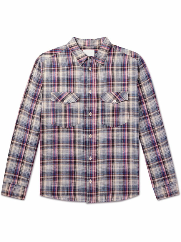 Photo: Isabel Marant - Lydian Checked Cotton and Linen-Blend Shirt - Blue