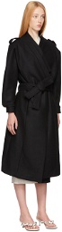 Vejas Black Lapped Collar Coat