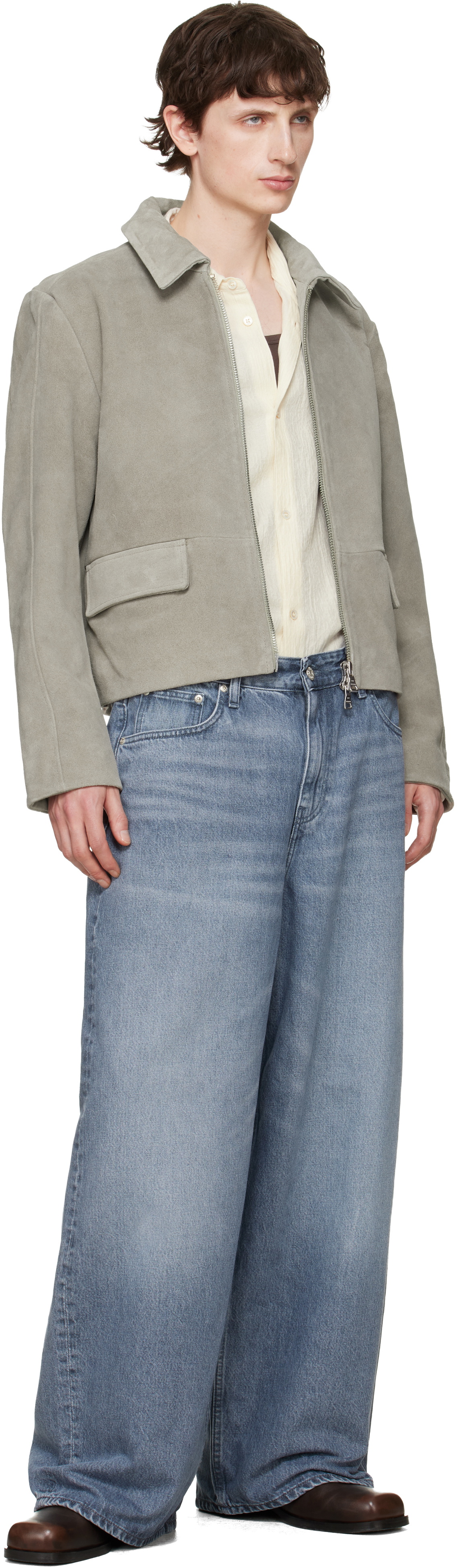 Won Hundred Gray Denzel Suede Leather Jacket