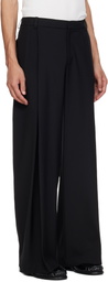 Casablanca Black Wool Pleated Trousers
