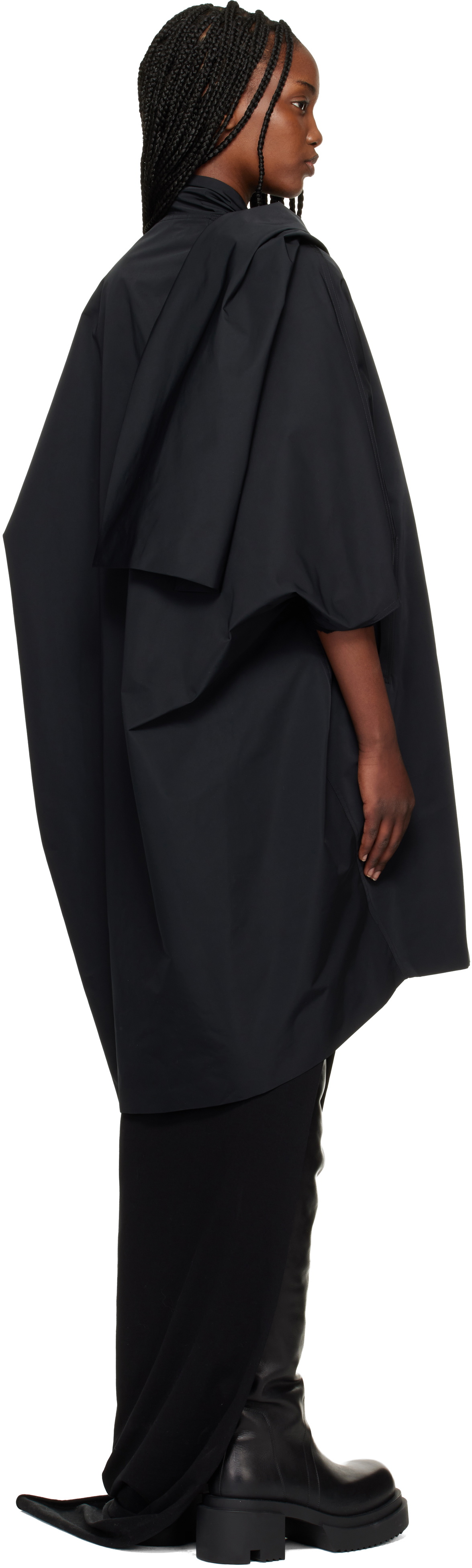 Rick Owens Black Temple Sail Biker Coat