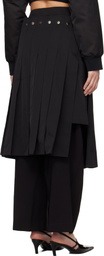 Rokh Black Double Layered Pleated Midi Skirt