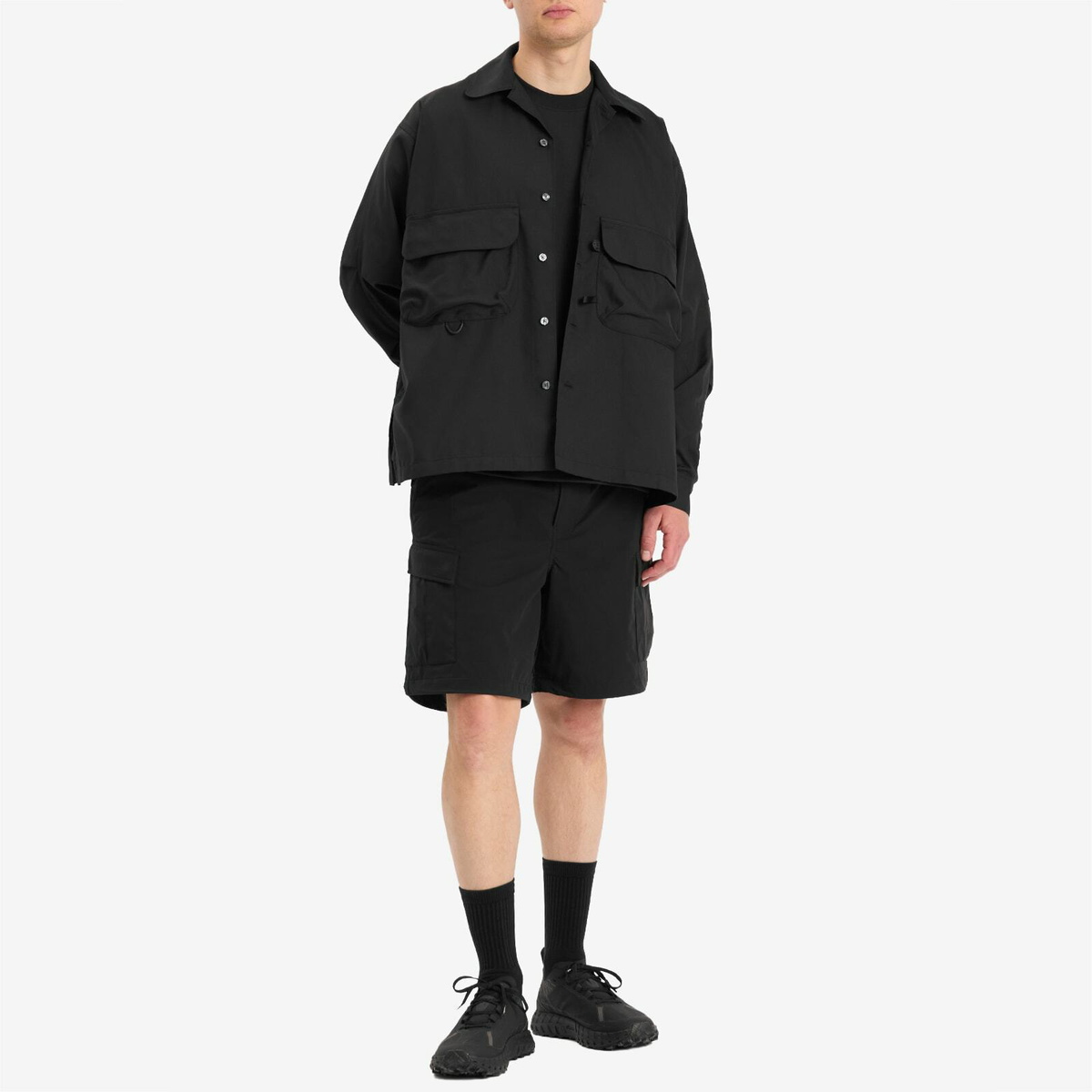 DAIWA Men's Tech Sports Open Collar Shirt in Black