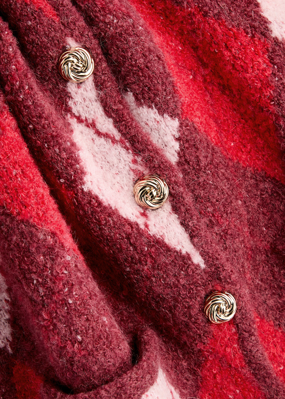 Kitri Pandora Argyle-intarsia Knitted Cardigan Burgundy