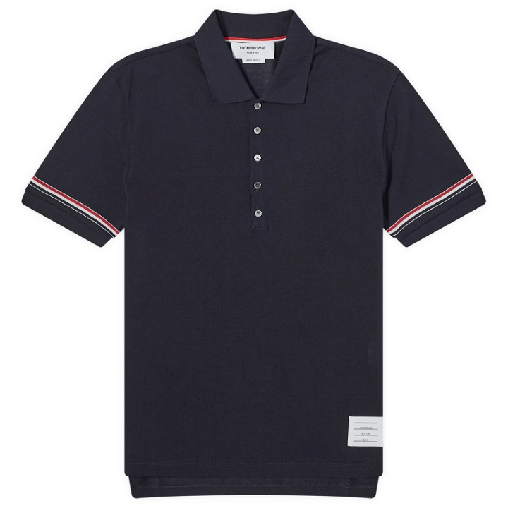 Photo: Thom Browne Men's Lightweight Textured Cotton Polo Shirt in Navy