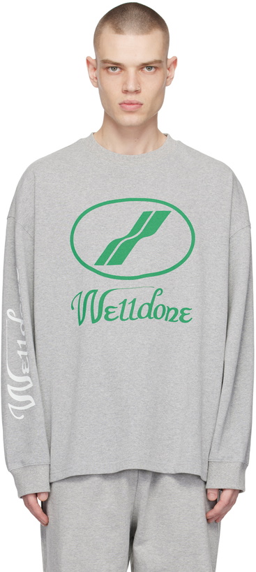 Photo: We11done Gray Printed Long Sleeve T-Shirt