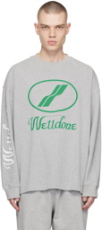 We11done Gray Printed Long Sleeve T-Shirt