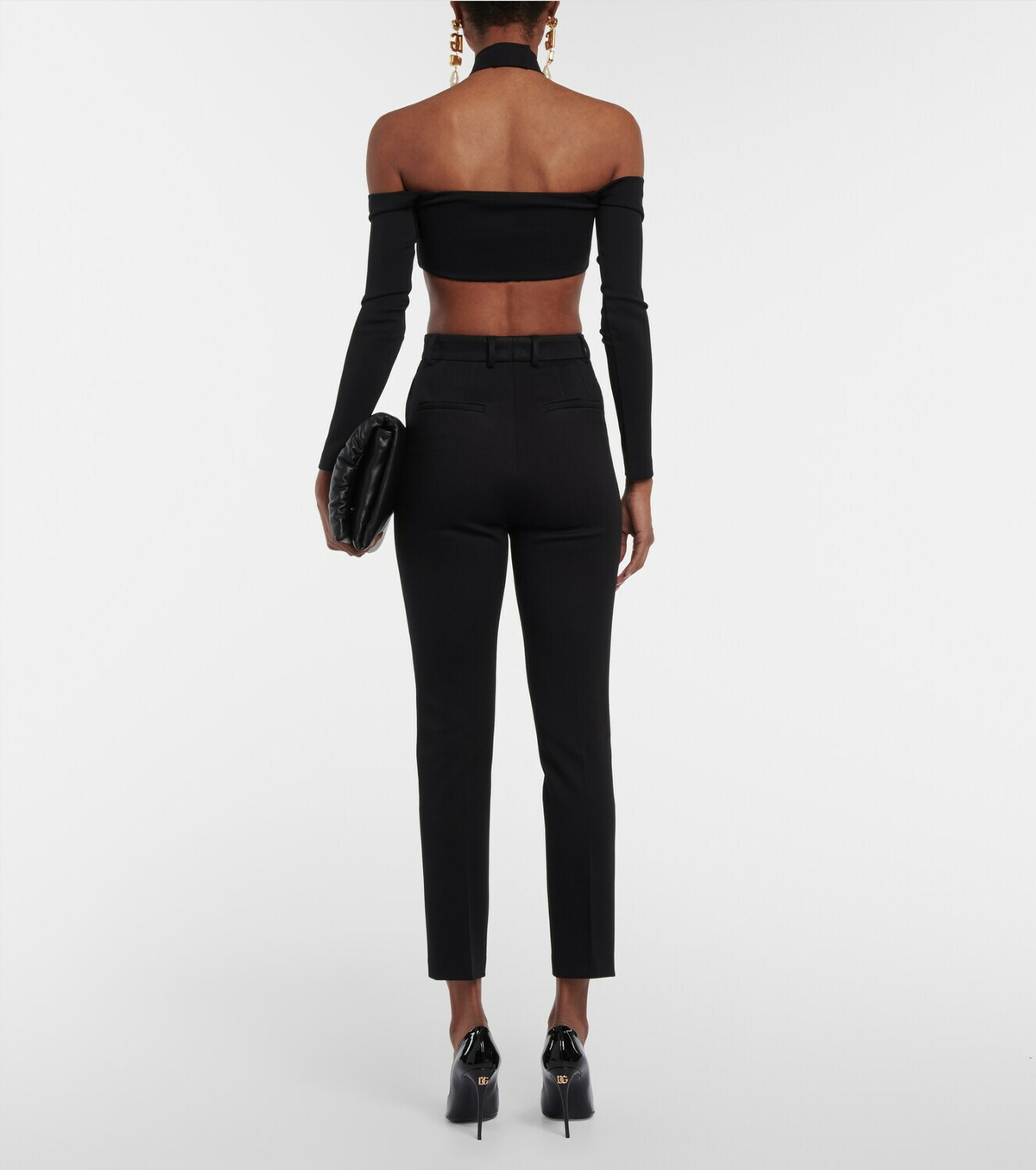 Dolce & Gabbana Black Jazz Club Print High Waist Tapered Pants main image 1