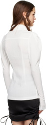 J KOO White Shirring Shirt