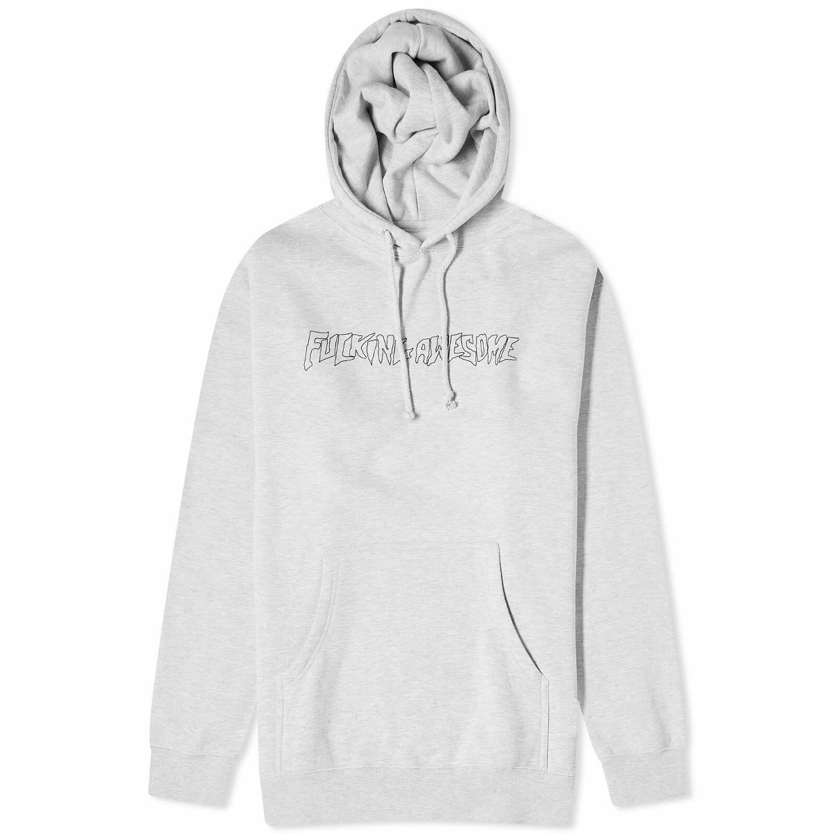Photo: Fucking Awesome Men's Outline Stamp Logo Hoodie in Heather Grey
