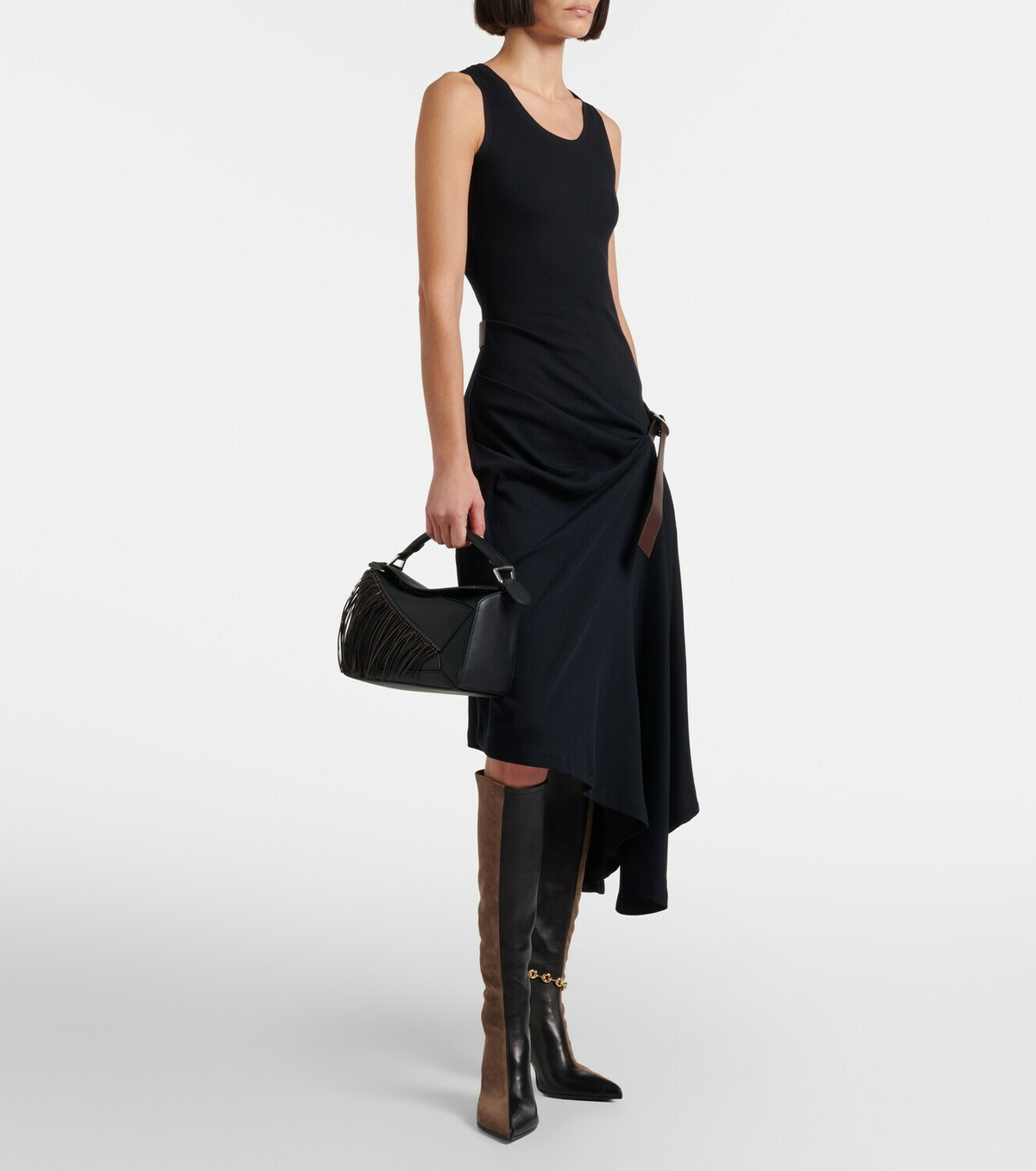 Loewe Puzzle Small fringed leather shoulder bag