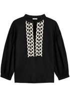 BY Malene Birger Cadmus Embroidered Linen Blouse Black