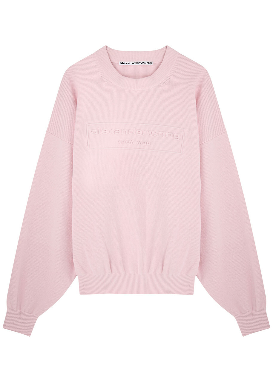 Alexander Wang Logo-embossed Knitted Jumper Pink