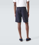 Brunello Cucinelli Chalk stripe linen, wool, and silk-blend shorts