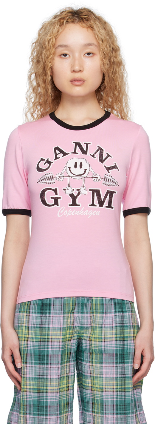 GANNI Pink 'Gym' TShirt GANNI