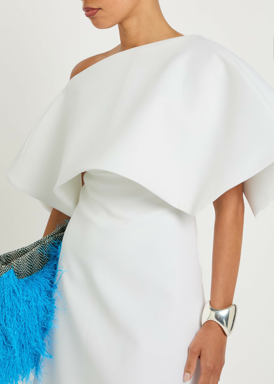 A.W.A.K.E Mode Cape-effect Crepe Mini Dress White