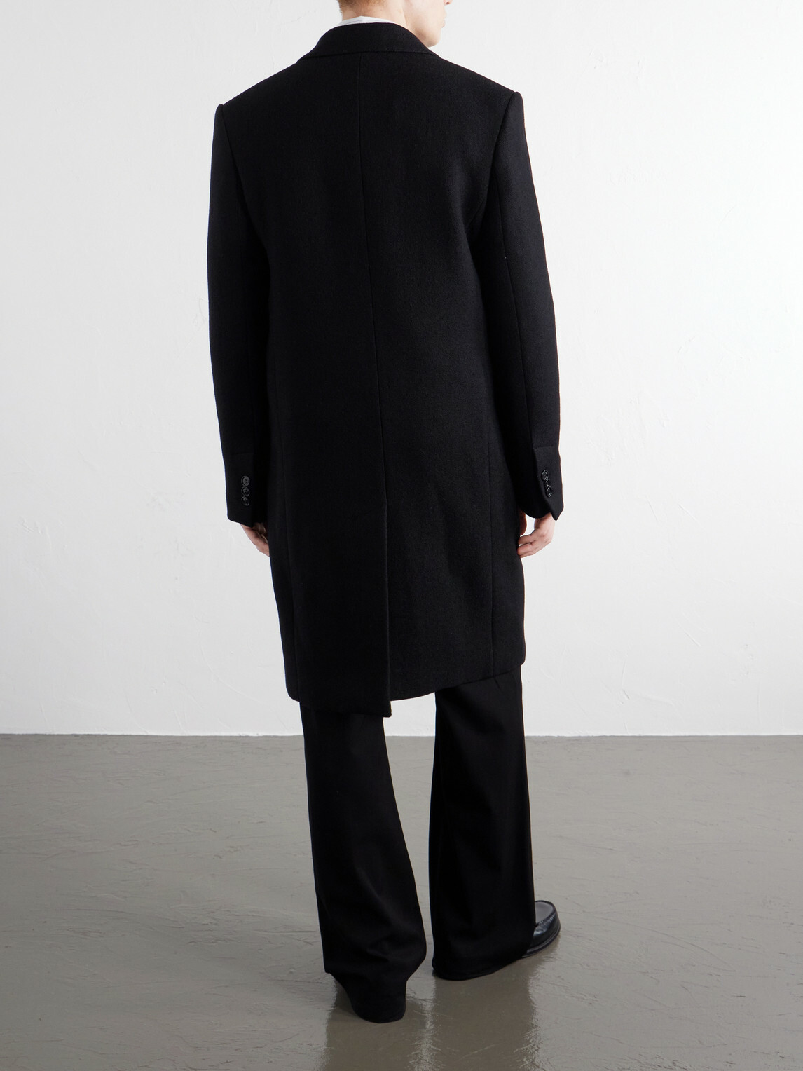 AMI PARIS - Double-Breasted Virgin Wool-Gabardine Coat - Black