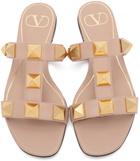 Valentino Garavani Pink Roman Stud Flat Slide Sandals