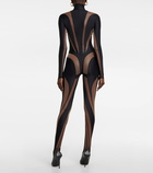 Mugler - Paneled High Neck mesh jumpsuit