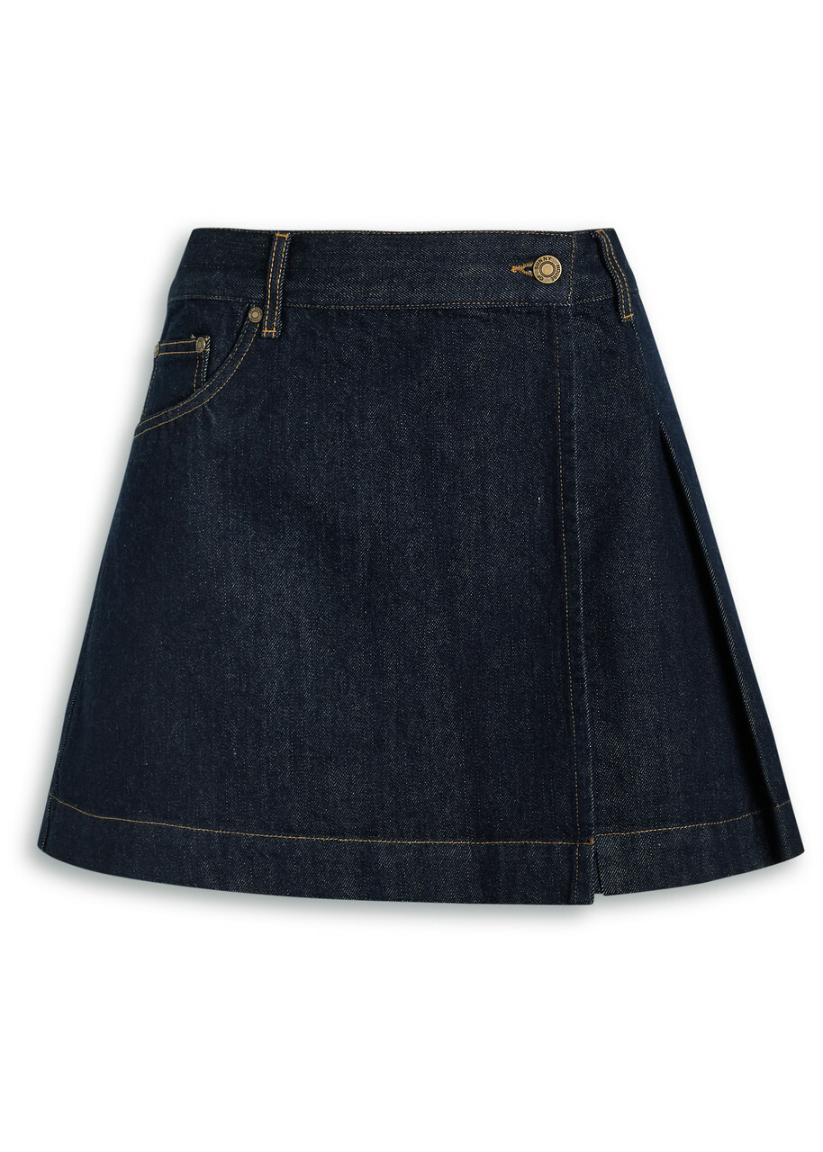 House OF Sunny Pleated Denim Mini Skirt Indigo
