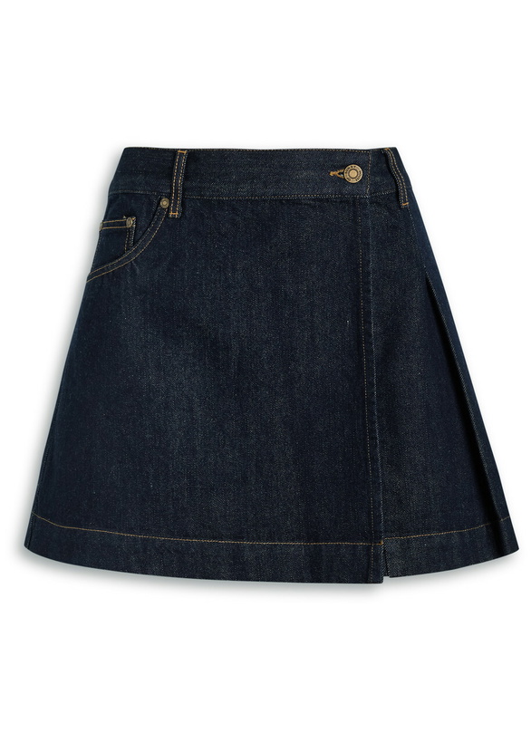 Photo: House OF Sunny Pleated Denim Mini Skirt Indigo